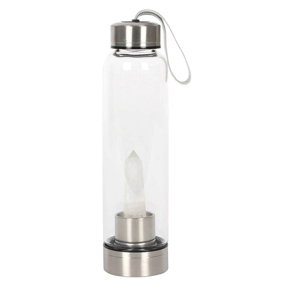 CLEAR QUARTZ ENERGISING GLASS WATER BOTTLE