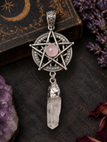 Pentagram Pendant with Rose Quartz & Clear Quartz Point