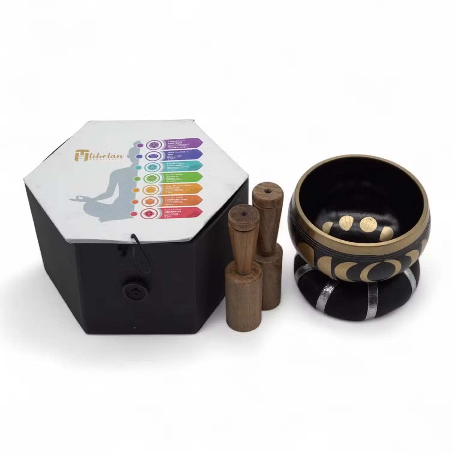 Moon Phase Singing Bowl Set – Black (10.7cm)