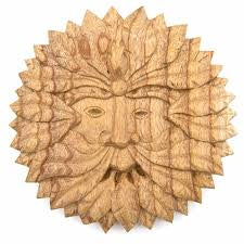 Green Man Round Wood Plaque