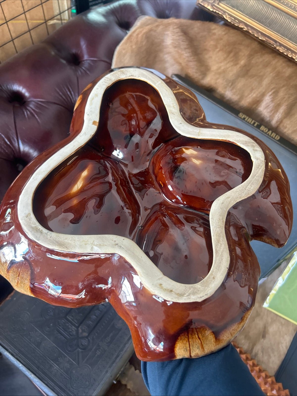 Vintage Mid-Century Vallauris Ceramic Leaf Centrepiece Dish, France, c.1950s–60s