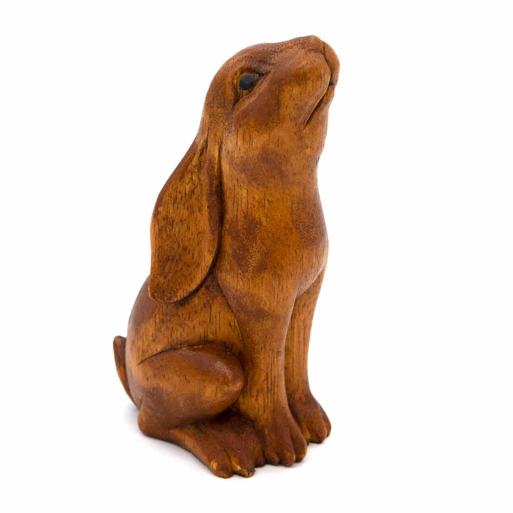 Moon Gazing Hare Woodcarving - Medium