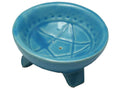 Blue Ceramic Incense Holder Pentagram Design