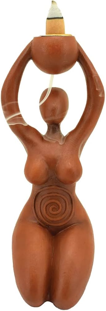 Goddess Tribute Backflow Incense Burner, Brown, 18cm