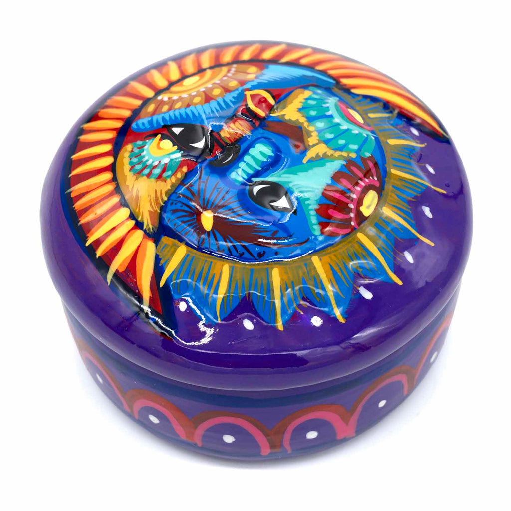 Mexican Painted Sun and Moon Trinket Box
