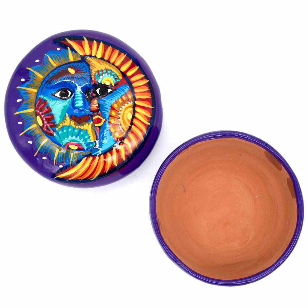 Mexican Painted Sun and Moon Trinket Box