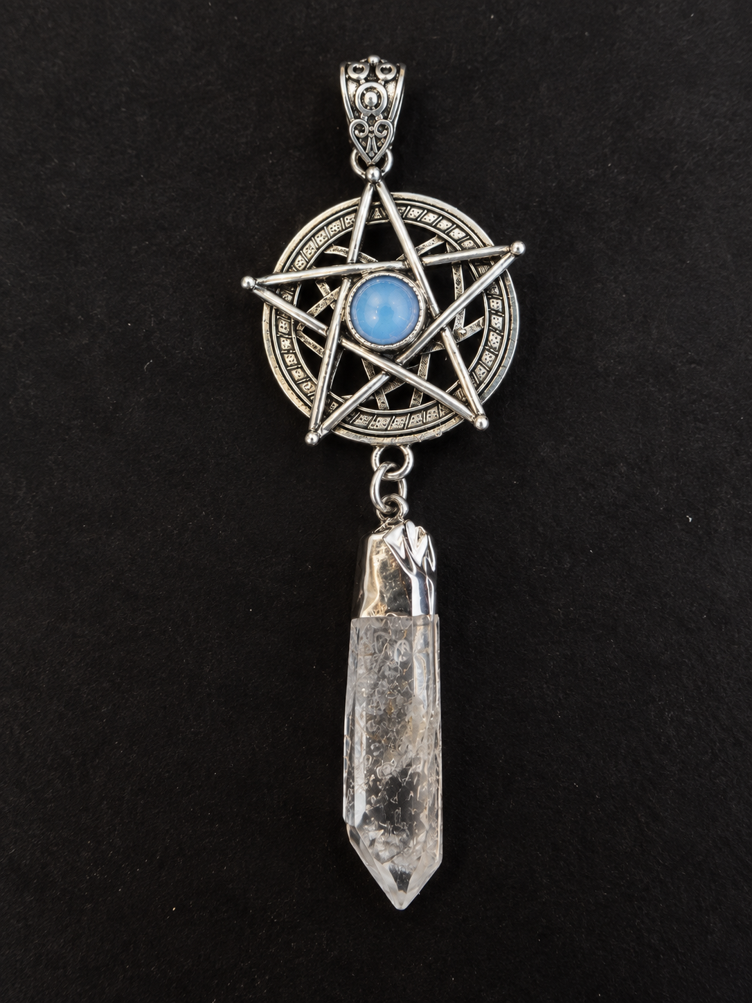 Pentagram Pendant with Opalite & Clear Quartz