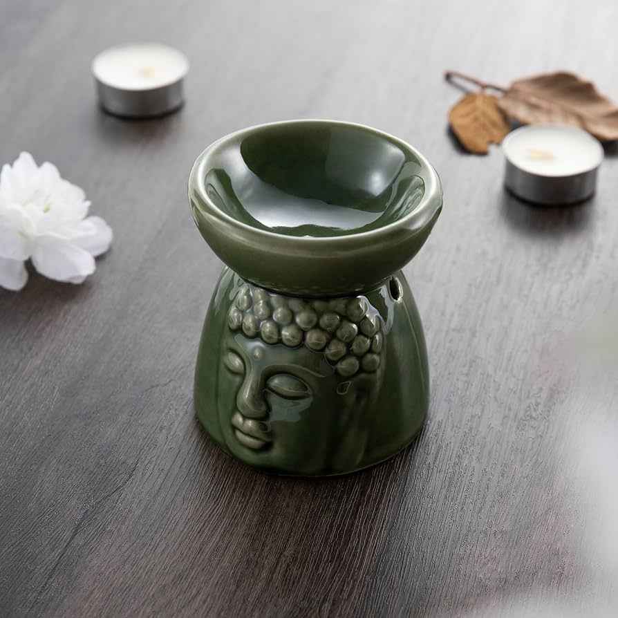 MYGA Green Buddha Ceramic Oil Burner / Wax Melt Burner
