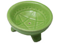 Green Ceramic Incense Stick Holder With Pentagram Design