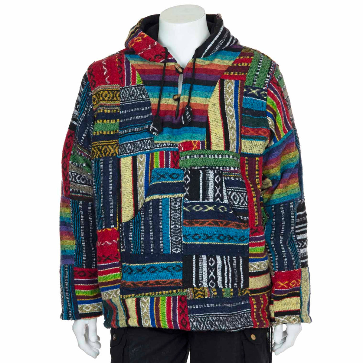 Patchwork Brushed Gheri Fleece Lined Hoodie