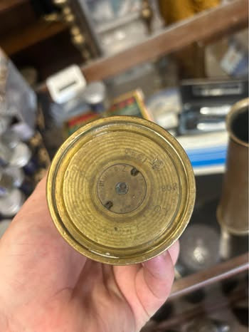 Pair WWII 1943 Canadian 40mm Bofors Brass Shell Case Vases Trench Art