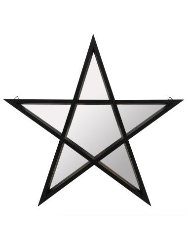 BLACK FRAMED PENTAGRAM MIRROR SHELF