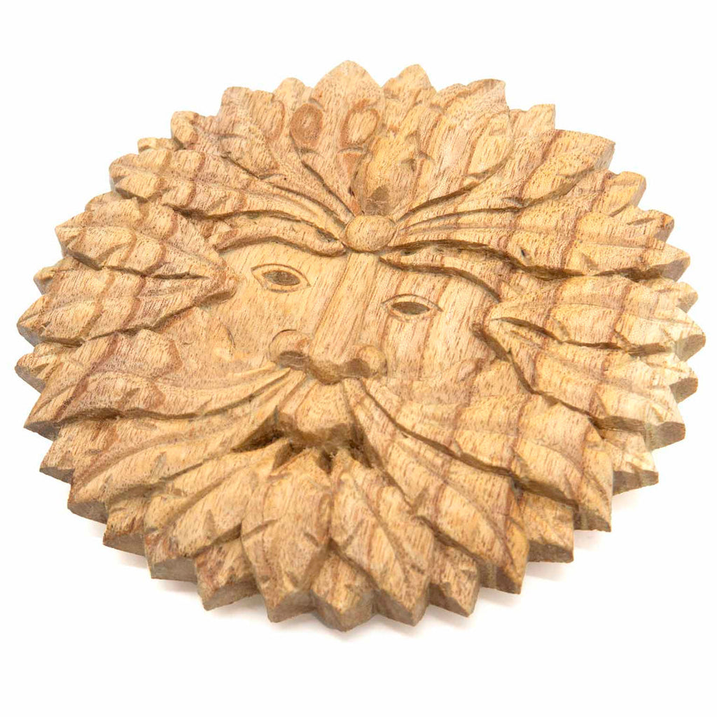 Green Man Round Wood Plaque