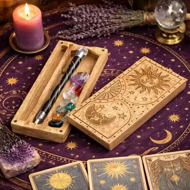 Sun - Moon Carved Crystal and Stone Box