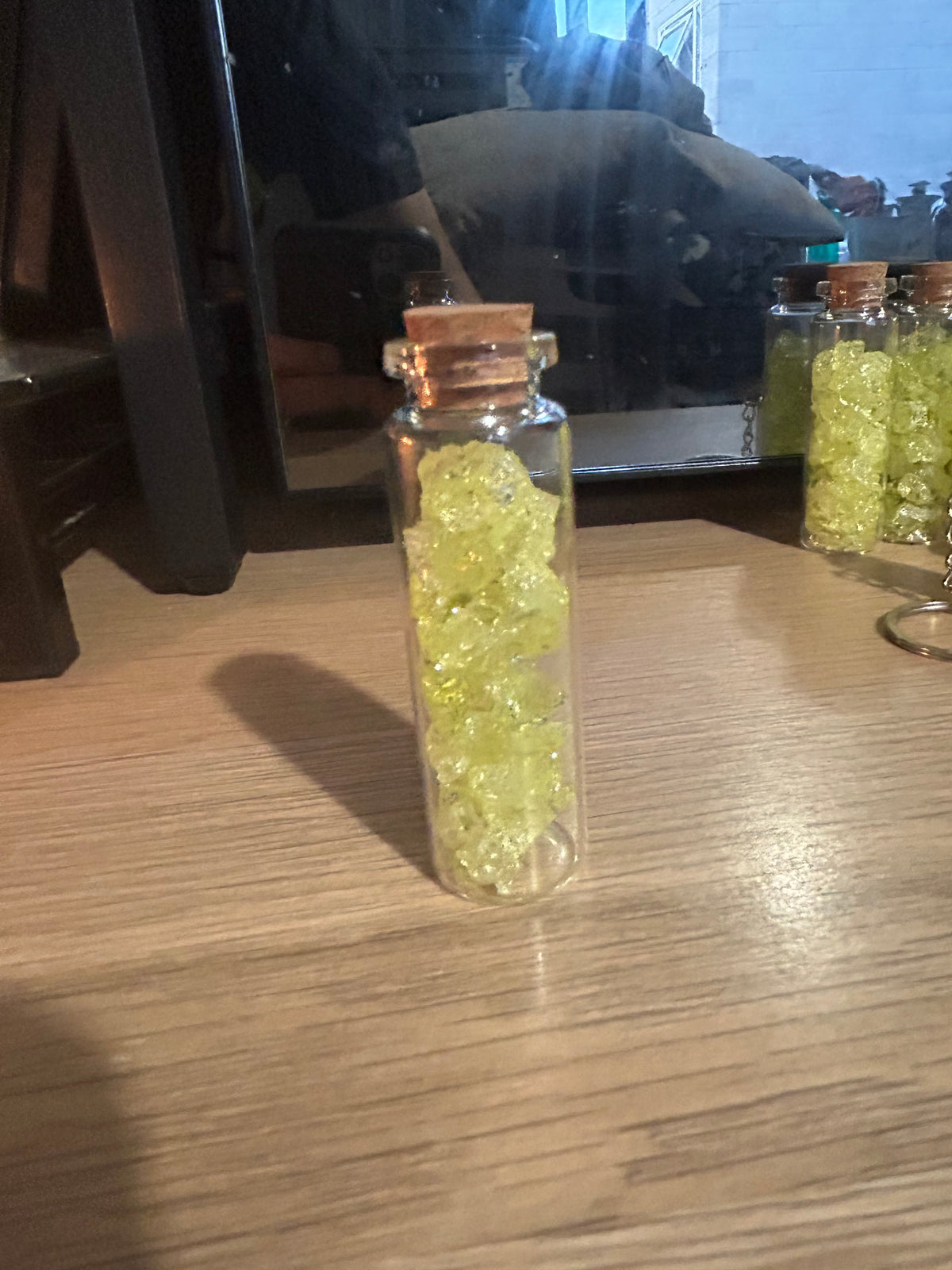 Authentic Uranium Glass Shards in Glass Display Vial – UV Reactive Green Glow