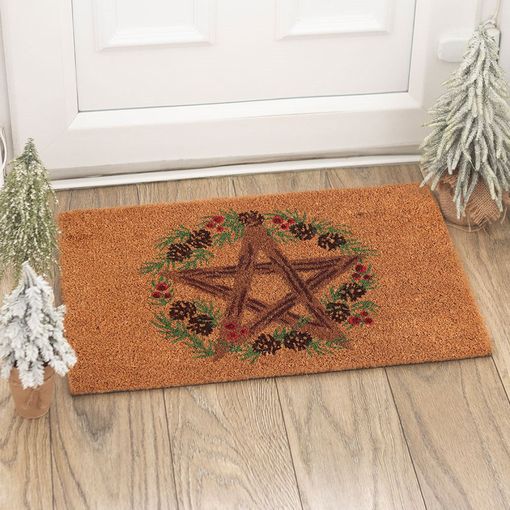 Natural Winter Solstice Pentagram Doormat