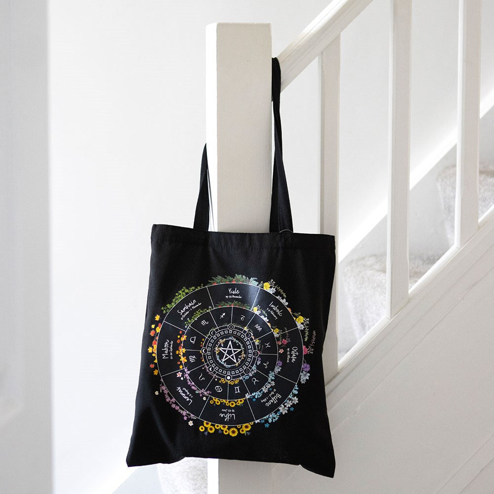 Wheel of the Year Polycotton Tote Bag Pagan Spiritual Shopper