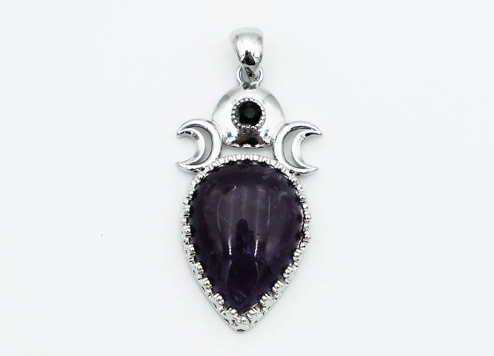 Triple moon amethyst pendant