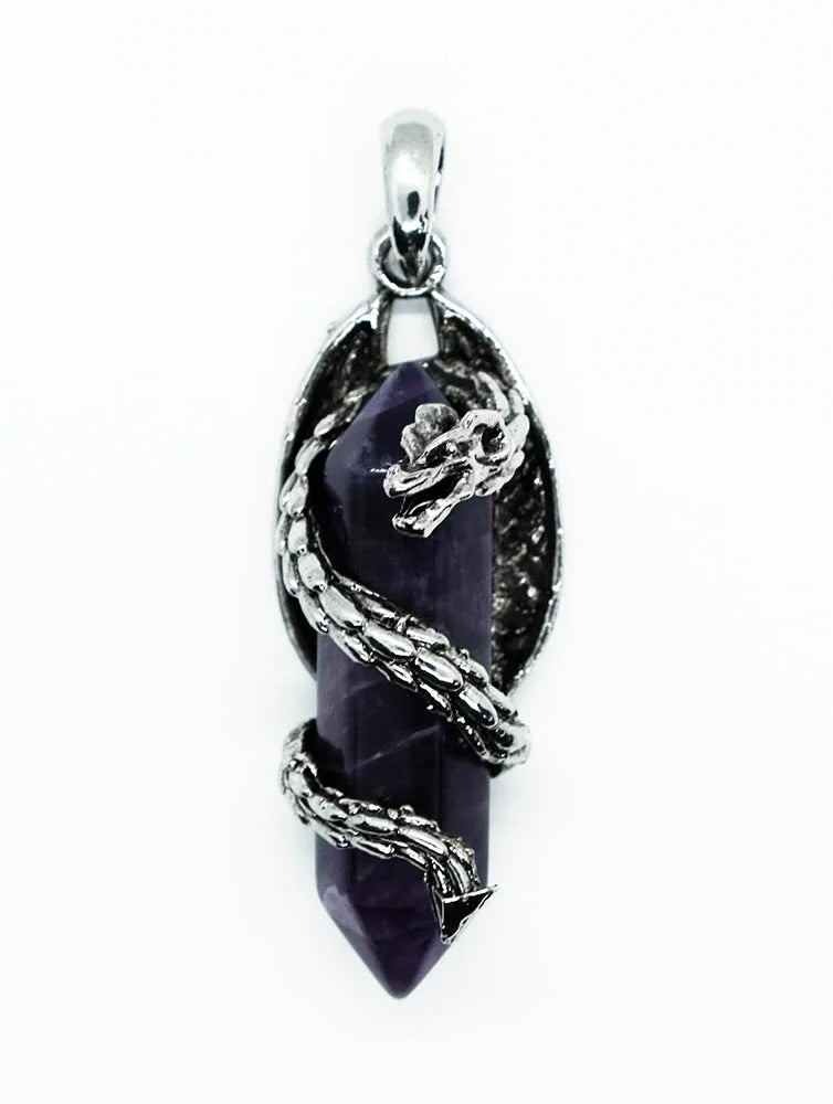 Dragon Wrapped Amethyst Pendant